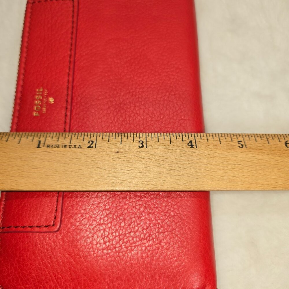 FOSSIL Issue No. 1951 Clutch Wallet Wristlet Leather New with tags Red - Picture 7 of 7